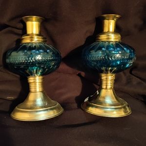 Vintage Glass & Brass Candle sticks